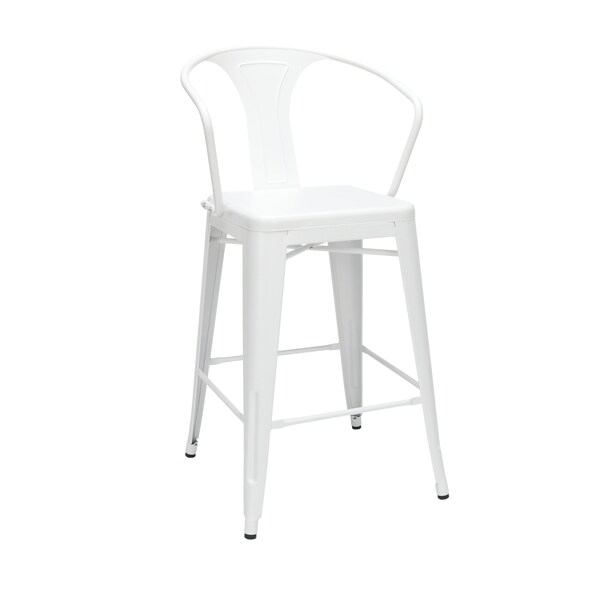 Ofm White Metal Counter Stool, PK4 16126AWHT4 Zoro